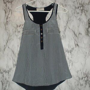 Navy Blue & White Striped Racerback Top Small